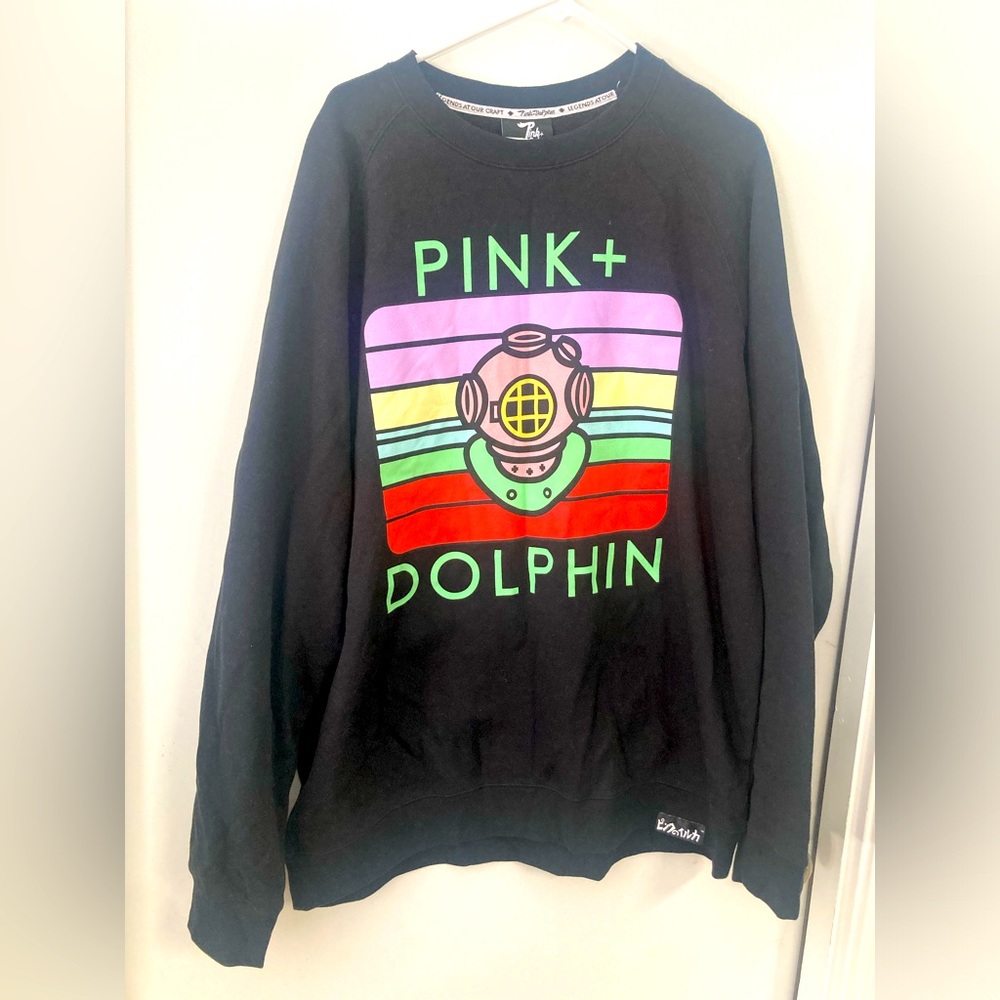 Like New Pink Dolphin Fleece Crewneck Sweatshirt